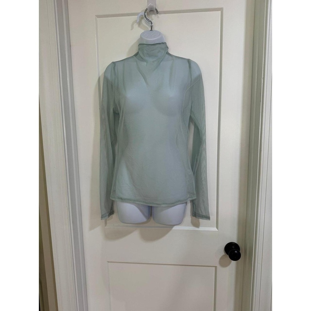 Calia sheer Mesh Mock Neck Long Sleeve Top medium